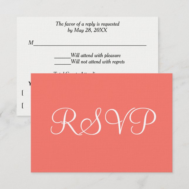 Mariage de corail blanc RSVP (Devant / Derrière)