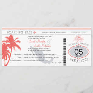 Mariage de corail de carte d'embarquement du