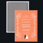 Mariage de corail Enregistrer La Date Magnet Marié<br><div class="desc">Mariage couleur corail enregistrer la date aimant noir et blanc marié design marié. Vous pouvez customiser ce mariage couleur corail enregistrer l'aimant de date avec vos propres détails mariages. Si vous avez besoin d'aide pour vous customiser, contactez-nous via le lien de cette page. Mariée et mariée en noir et blanc...</div>
