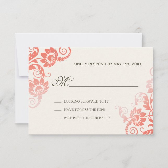 Mariage de corail Ombre Classy RSVP (Devant)