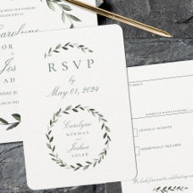 Mariage de couronne d'olive Pas de carte RSVP de r