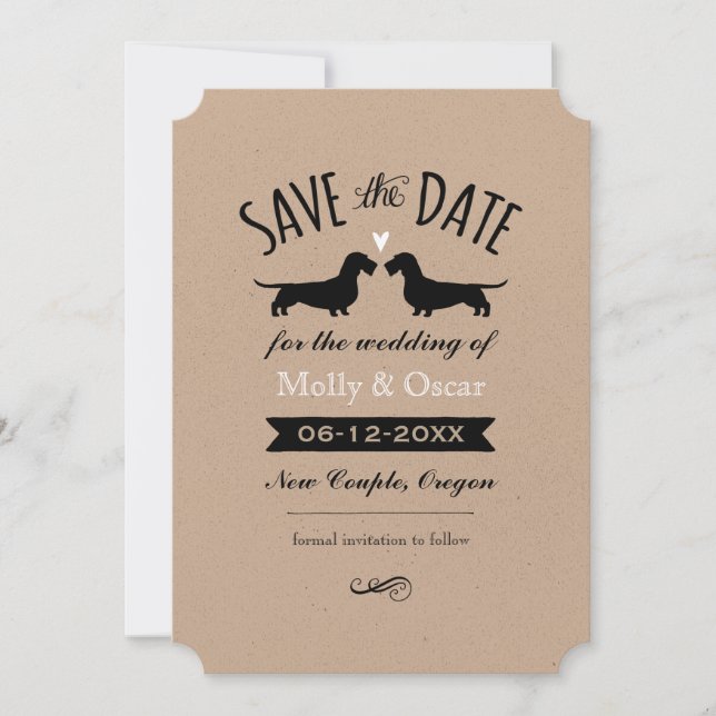 Mariage de Dachshunds à Poil Dur Save the Date (Devant)