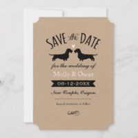 Mariage de Dachshunds à Poil Dur Save the Date