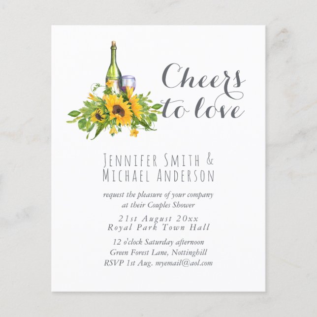 Mariage de dégustation ou Fête des mariées Budget  (Devant)