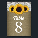 Mariage de dentelle de tournesol Burlap Cartes Num<br><div class="desc">Cartes de Mariage de dentelle de tournesol Burlap - dispose d'un arrière - plan de burlap imprimé avec dentelle d'alencon et un design de tournesol floral pour s'adapter à votre événement à thème pays,  vintage ou rustique.</div>