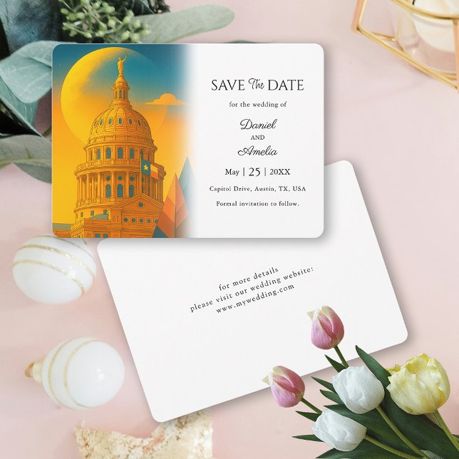 Mariage de destination à Austin Texas, carte de sa (Austin Texas Destination Save the Date)