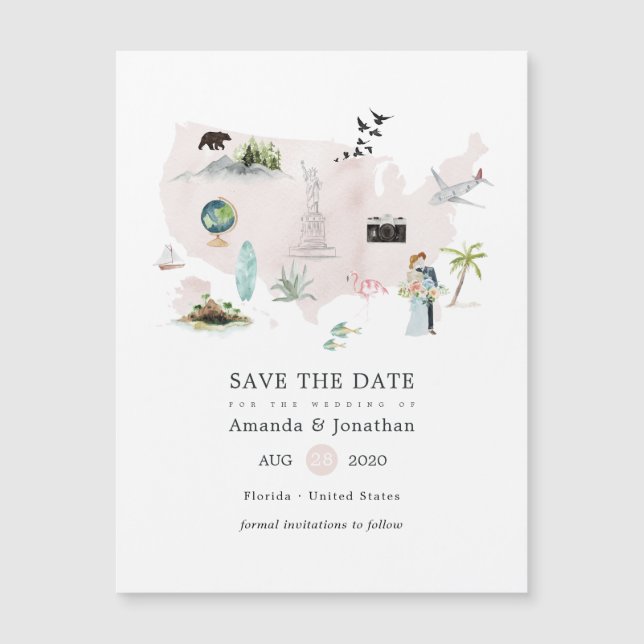 Mariage de destination aquarelle Floride États-Uni (Devant)