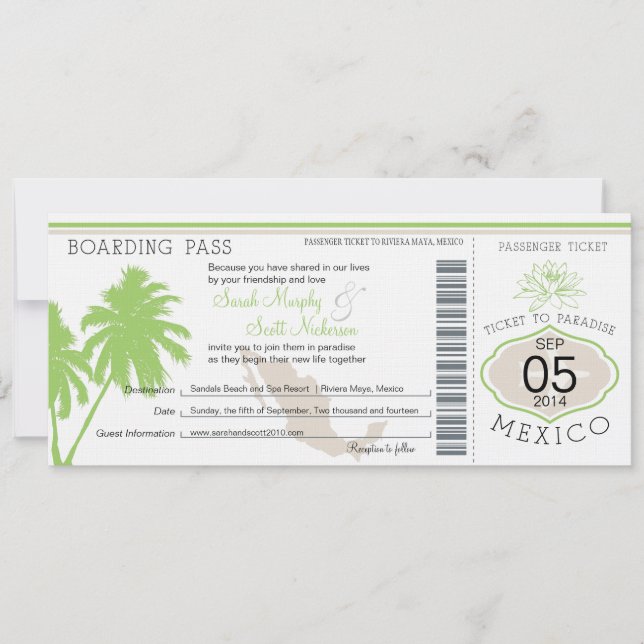 Mariage de destination de carte d'embarquement du (Devant)