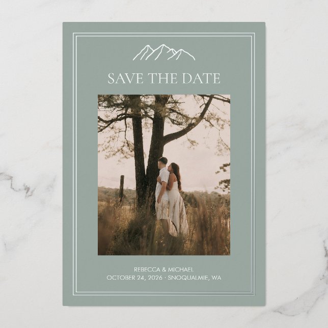 Mariage de destination de montagne, carte de sauve (Recto)