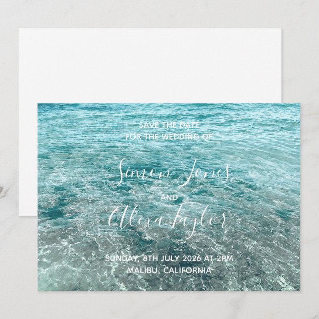 Mariage de destination de plage, carte de rendez-v (Devant / Derrière)