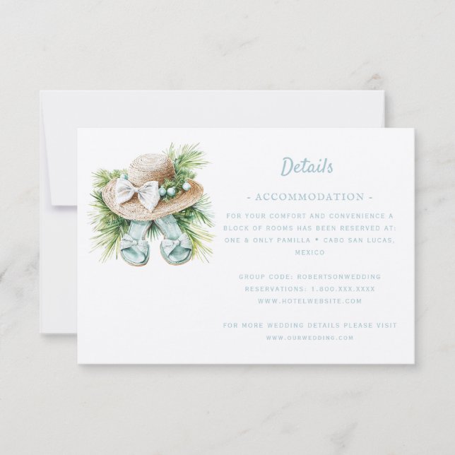 Mariage de destination plage | Détails Carte RSVP (Devant)