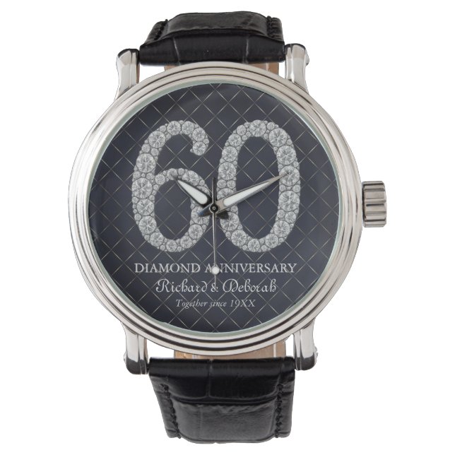 Mariage de diamant 60 ans Cadeau Mari pour Montre  (devant)
