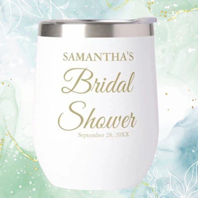 Mariage de Fête des mariées OR personnalisé (Celebrate love with our Custom GOLD Bridal Shower Wedding Thermal Wine Tumbler.)