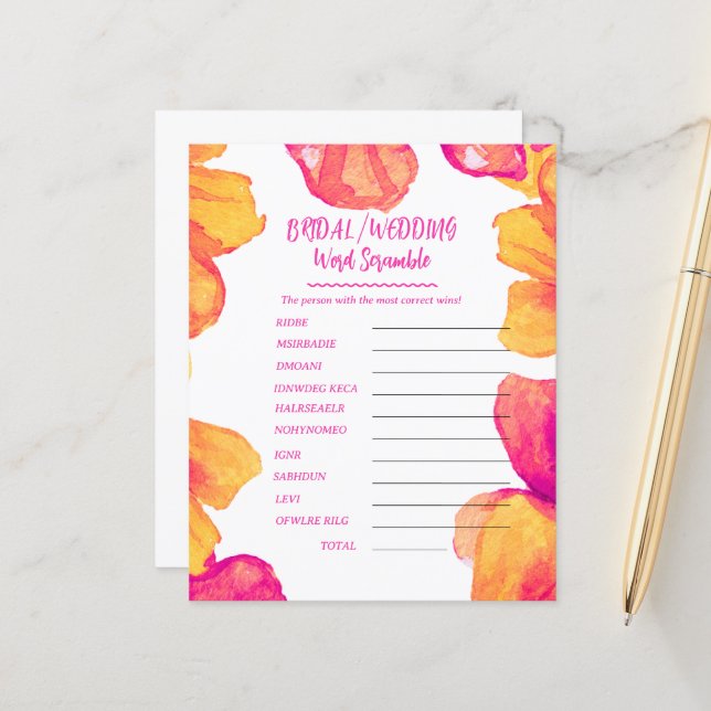Mariage de Fête des mariées Thème Mot Scramble Jeu (Devant/Arrière en situation)