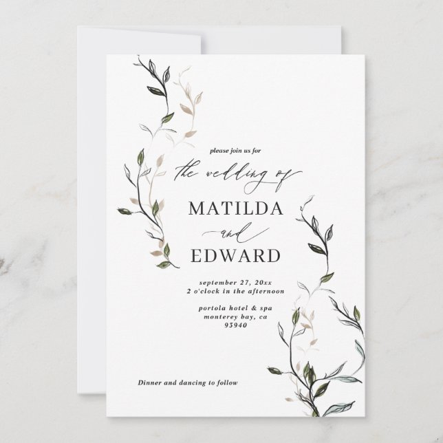 Mariage de feuillage botanique en feuilles esquiss (Devant)