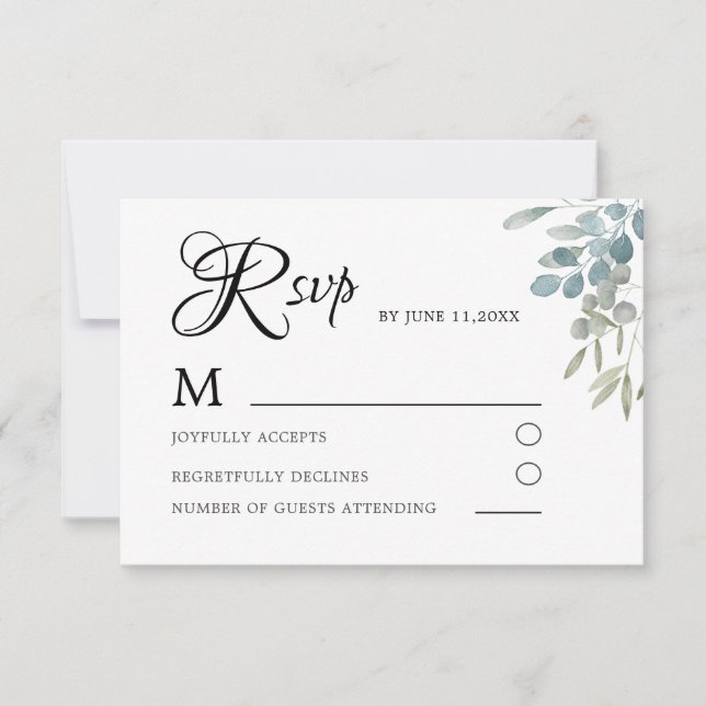 Mariage de feuillage vert simple RSVP (Devant)