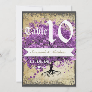 Mariage de feuille de coeur violet Numéro de table