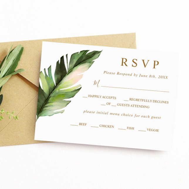 Mariage de feuille de palme tropicale RSVP (Créateur téléchargé)