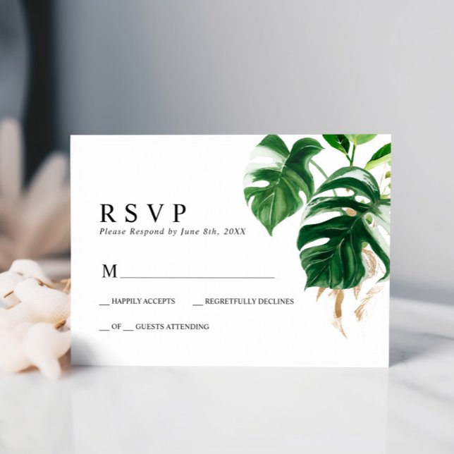 Mariage de feuille de palme tropicale RSVP (Créateur téléchargé)