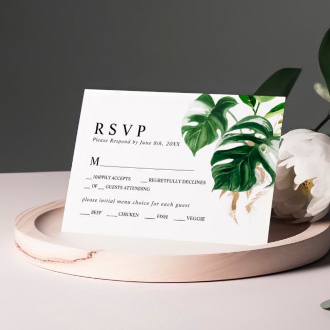 Mariage de feuille de palme tropicale RSVP (Créateur téléchargé)