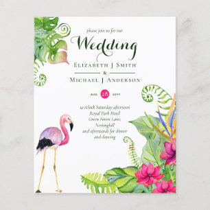 Mariage de Flamant rose tropical invite Fuchsia Gi