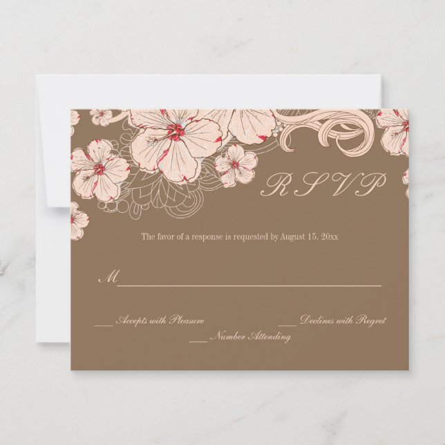 Mariage de fleur d'hibiscus rose chic Réponse RSVP (Devant)