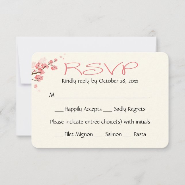 Mariage de fleurs de cerisier rose Floral RSVP (Devant)