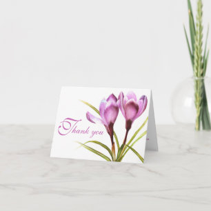 Mariage de fleurs violet de crocus carte de remerc