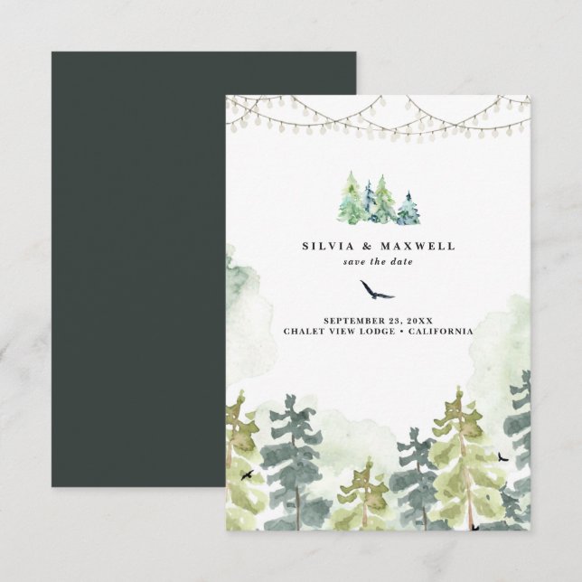 Mariage de forêt rustique Sauvez la date (Devant / Derrière)