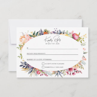 Mariage de glam Boho RSVP - pivoines d'aquarelle
