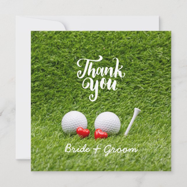 Mariage de golf Carte de remerciements avec amour  (Devant)