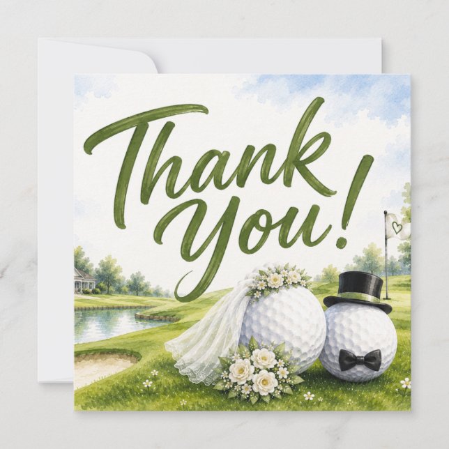 Mariage de golf Mariée & Marié Merci  (Devant)