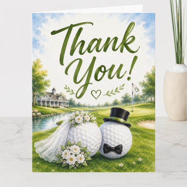 Mariage de golf Mariée & Marié Merci  (Devant)