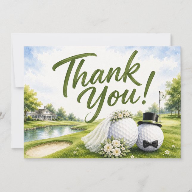 Mariage de golf Mariée & Marié Merci  (Devant)