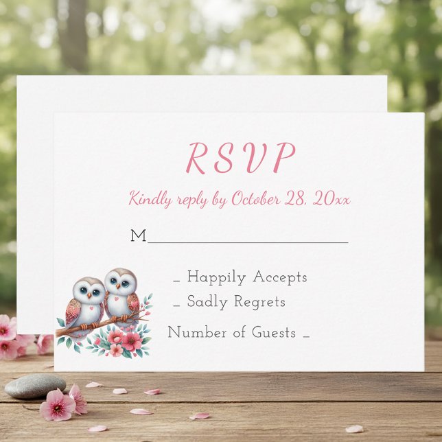 Mariage de hibou bohème rustique de campagne RSVP (Créateur téléchargé)