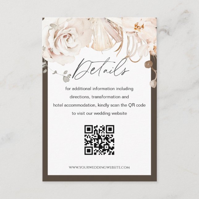 Mariage de jardin beige et marron QR code carte de (Devant)