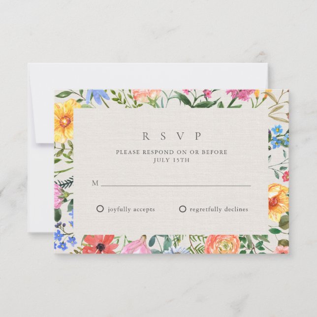 Mariage de jardin botanique fleur sauvage RSVP (Devant)