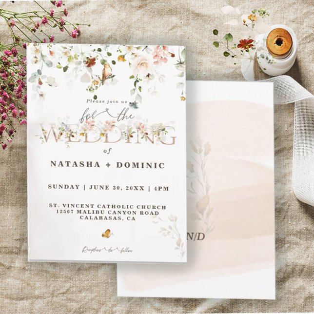 Mariage de jardin de fleurs sauvages à l'aquarelle (Créateur téléchargé)