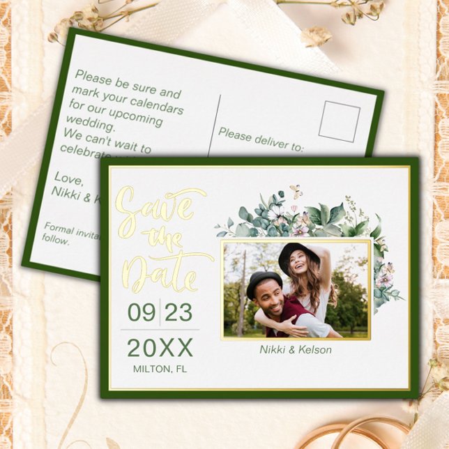 Mariage de jardin Enregistrer la date Foil carte p (Créateur téléchargé)