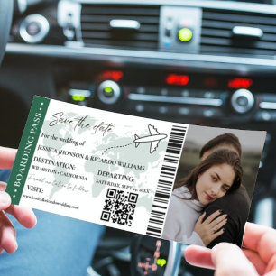 Mariage de la carte d'embarquement verte enregistr