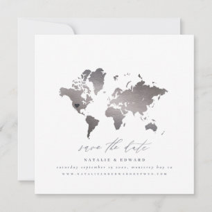 Mariage de la carte mondiale de l'aquarelle métall