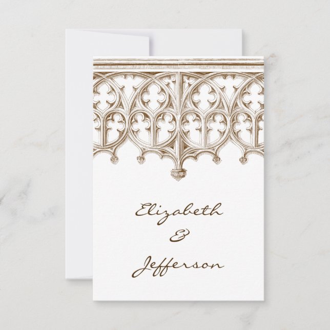 Mariage de la cathédrale de Sepia vintage RSVP (Devant)