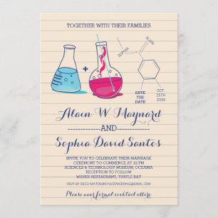 Mariage de la chimie rose et bleu Invitations de p