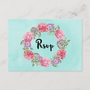 Mariage de la couronne d'aquarelle florale RSVP