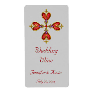 Mariage de la Croix du Coeur Rouge Mini Étiquette