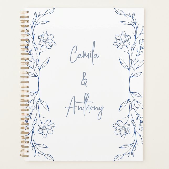 Mariage de la frontière côté Boho floral bleu (Devant)