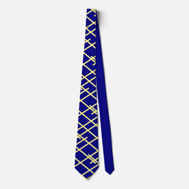 Mariage de la marine Bleu et Jaune Stripes Cravate (Devant)