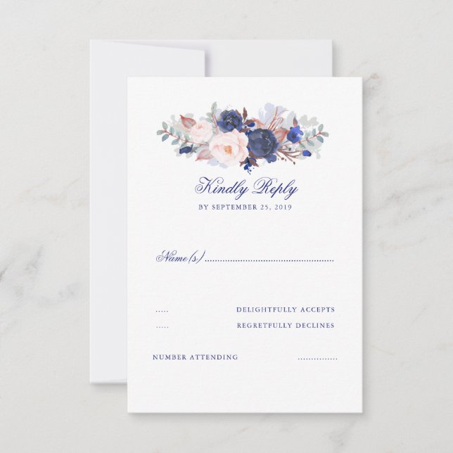 Mariage de la Marine Florals RSVP (Devant)
