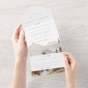 Mariage de la montagne Boho tout en une invitation