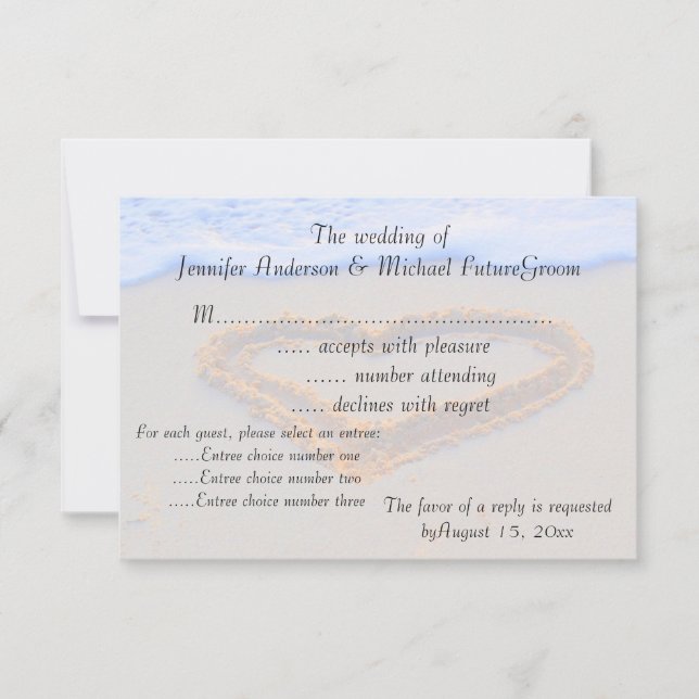 Mariage de la plage Heart in Sand RSVP (Devant)